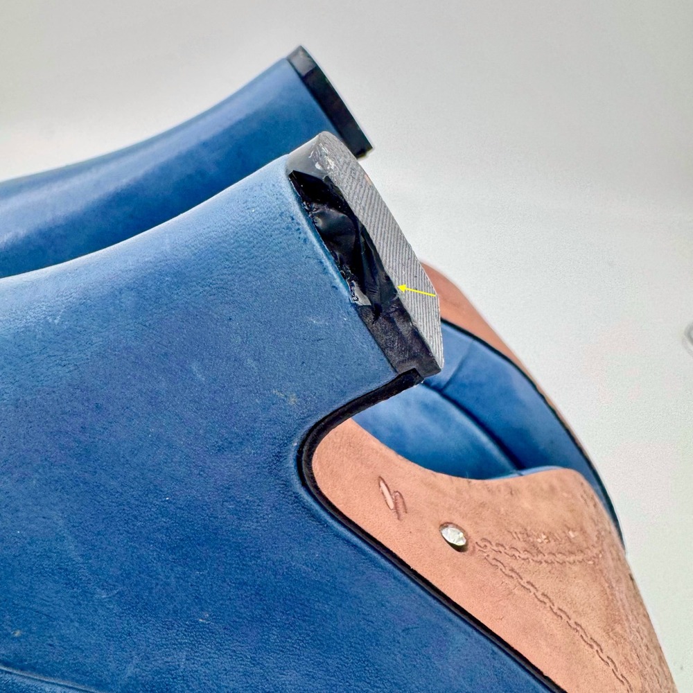 CC Corso Como Blue Leather Wedge Pumps Ankle Bow Platform Heels Brazil Size 8 - Picture 8 of 8